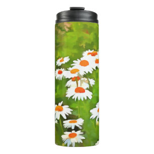 Artistic Bright and Colourful White Garden Daisies Thermal Tumbler