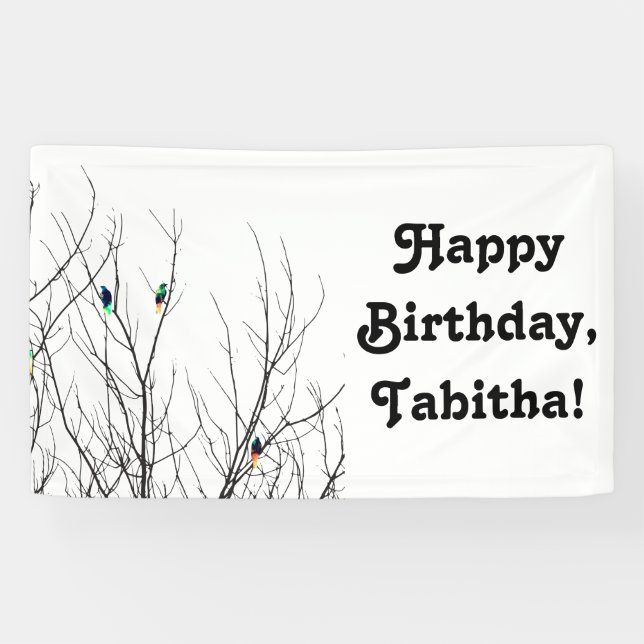 Artistic Bright Birds on Tree Branches Banner (Horizontal)