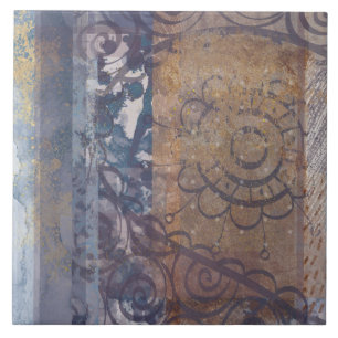 Artistic brown blue loft industrial style ceramic tile