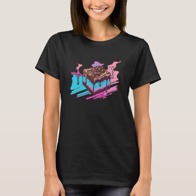 Artistic Brownies Retrowave Meets Pastel Vaporwave T-Shirt (Front)