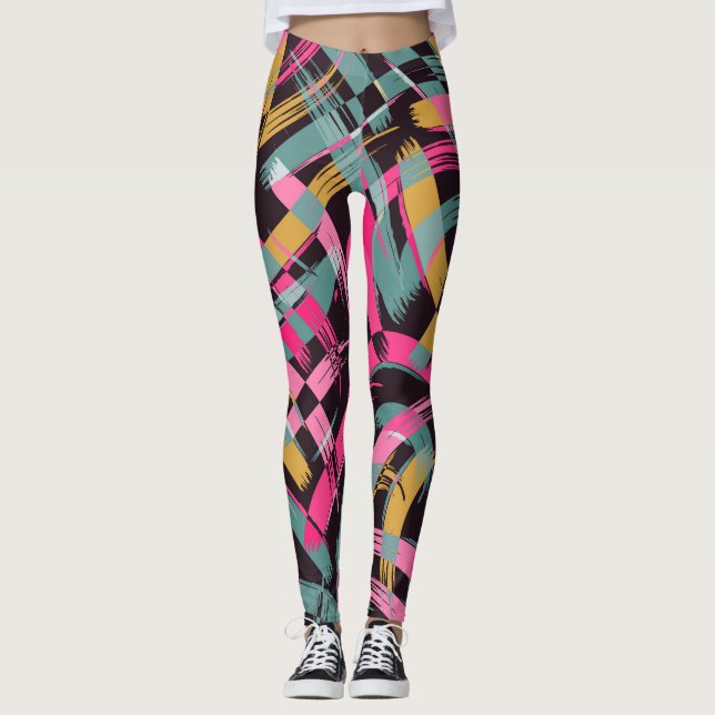 Artistic brush stroke pattern. leggings (Front)
