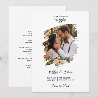 Artistic Brush Stroke Photo Wedding Save the Date Invitation