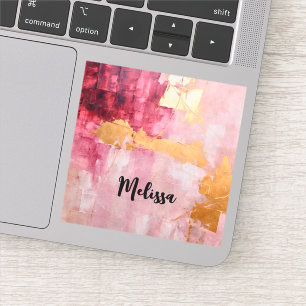Artistic Brush Strokes Gold and Pink