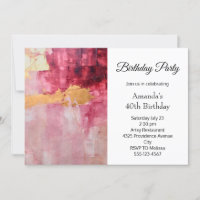 Artistic Brush Strokes Gold and Pink Birthday