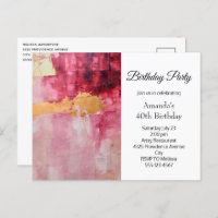 Artistic Brush Strokes Gold and Pink Birthday