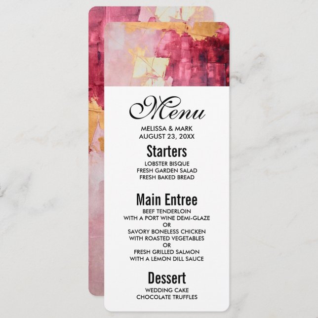 Artistic Brush Strokes Gold and Pink Invitation (Front/Back)
