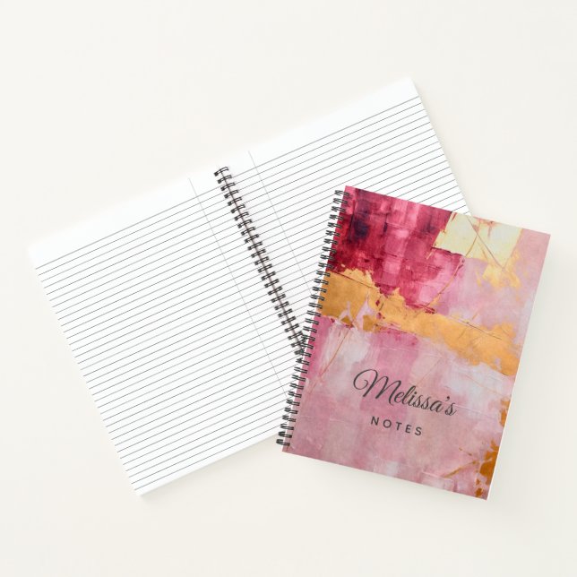 Artistic Brush Strokes Gold and Pink Notebook (Inside)
