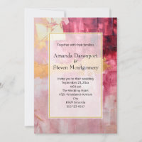 Artistic Brush Strokes Gold and Pink Wedding