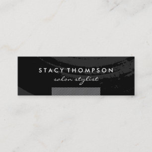 Artistic Brushed Black on Black Stripes Accent Mini Business Card