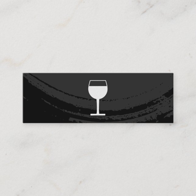 Artistic Brushed Black on Black with Wine Glass Mini Business Card (Front)