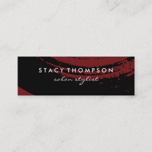 Artistic Brushed Black on Deep Red Mini Business Card