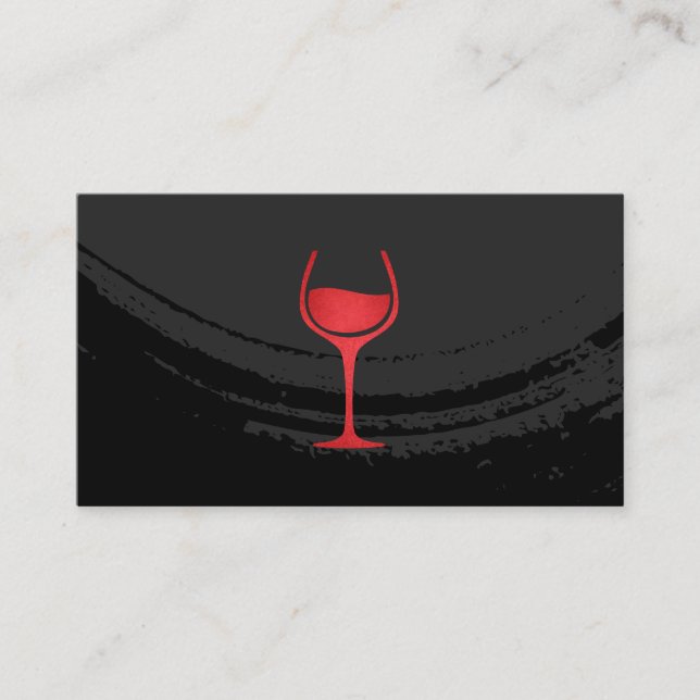Artistic Brushed Black on Red Wine Glass Business Card (Front)