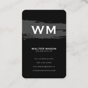 Artistic Brushed Grey on Black Business Card
