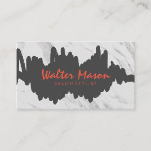 Artistic Brushed Grey Scribble Marble Business Card
