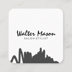 Artistic Brushed Grey Scribble Square Business Card