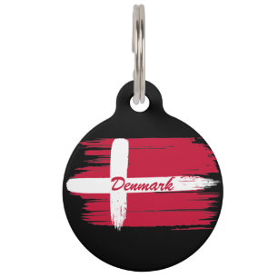 Artistic Brushstroke Denmark Flag  Pet Tag