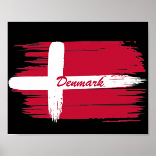 Artistic Brushstroke Denmark Flag    Poster