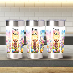 Artistic Brushstroke Easter Highland Cow 20oz   Insulated Tumbler
