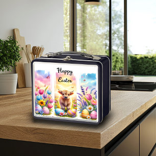 Artistic Brushstroke Highland Cow Easter Lunchbox