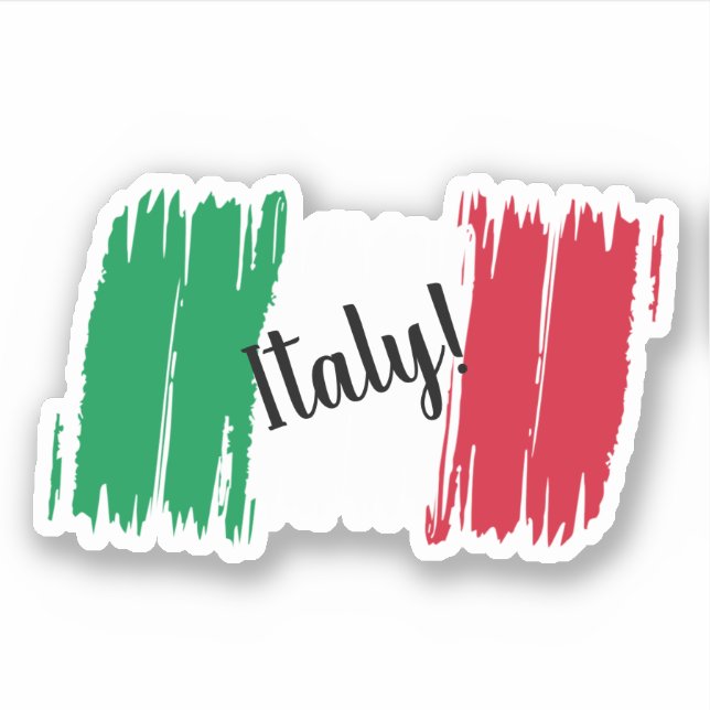 Artistic Brushstroke Italy Flag Custom Cut Sticker (Front)