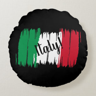 Artistic Brushstroke Italy Flag  Round Cushion