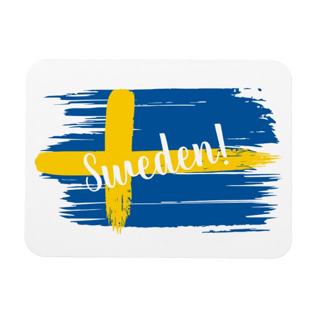 Artistic Brushstroke Sweden Flag Magnet (Horizontal)