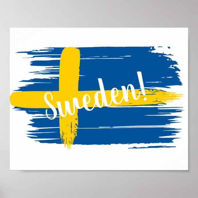 Artistic Brushstroke Sweden Flag   Poster (Front)