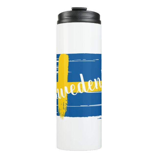 Artistic Brushstroke Sweden Flag Thermal Tumbler (Front)