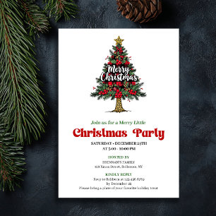 Artistic Buffalo Christmas Tree Party Invitation