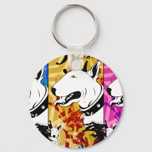 Artistic Bull Terrier Dog Breed Design Key Ring