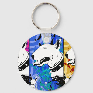 Artistic Bull Terrier Dog Breed Design Key Ring