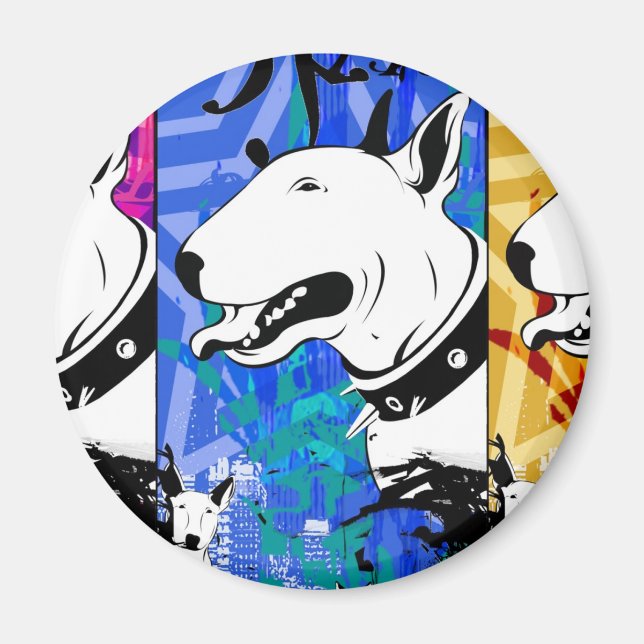 Artistic Bull Terrier Dog Breed Design Magnet (Front)