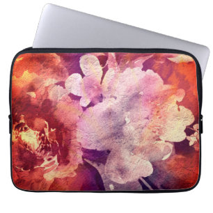 Artistic Burgundy Floral Abstract Painting Laptop Sleeve