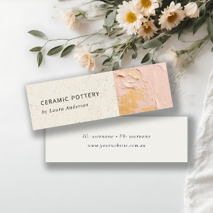 Artistic Bush Pink Gold Oil Paint Ceramic Texture Mini Business Card