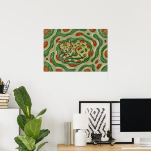 Artistic Calico Cat Camouflage Abstract Pattern Poster