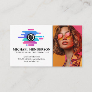 Artistic Camera Logo   Model in Glasses Business Card