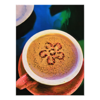 Artistic Cappuccino Cup With Floral Foam Design Photo Print