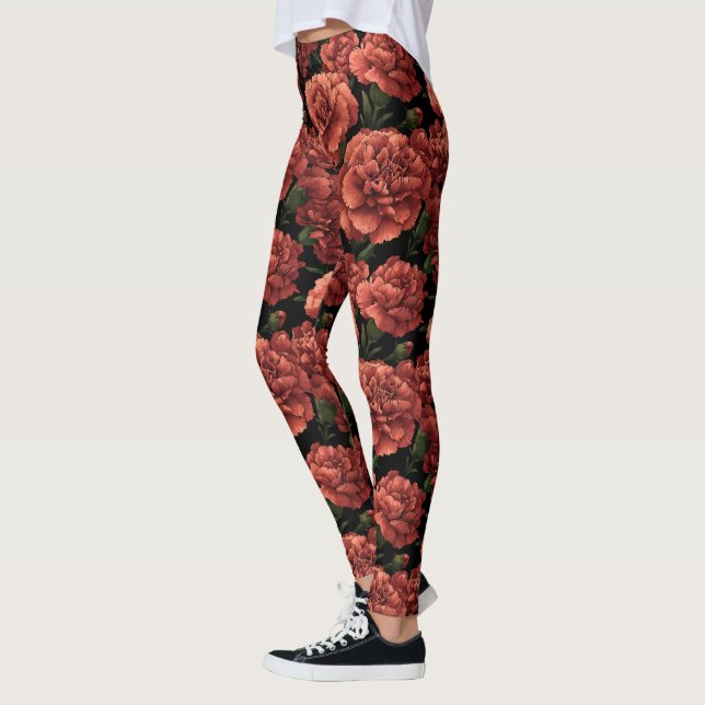 Artistic Carnation Fantasy Active Apparel Leggings (Left)