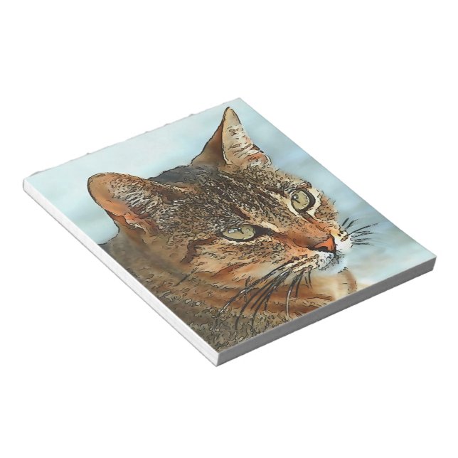Artistic Cartoon Style Tabby Cat RB Notepad (Angled)