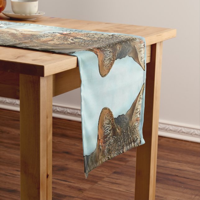 Artistic Cartoon Style Tabby Cat RB Short Table Runner (In Situ)