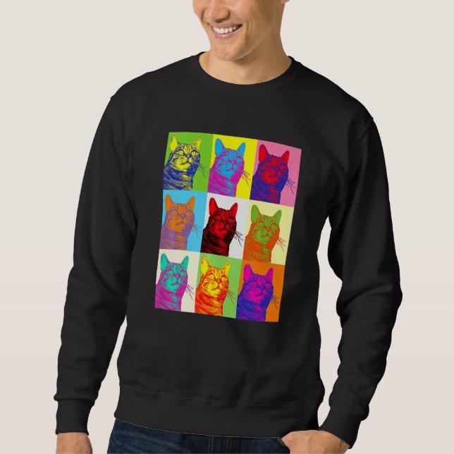 Artistic Cat 1960s Pop Cat Cat Sweatshirt (Front)