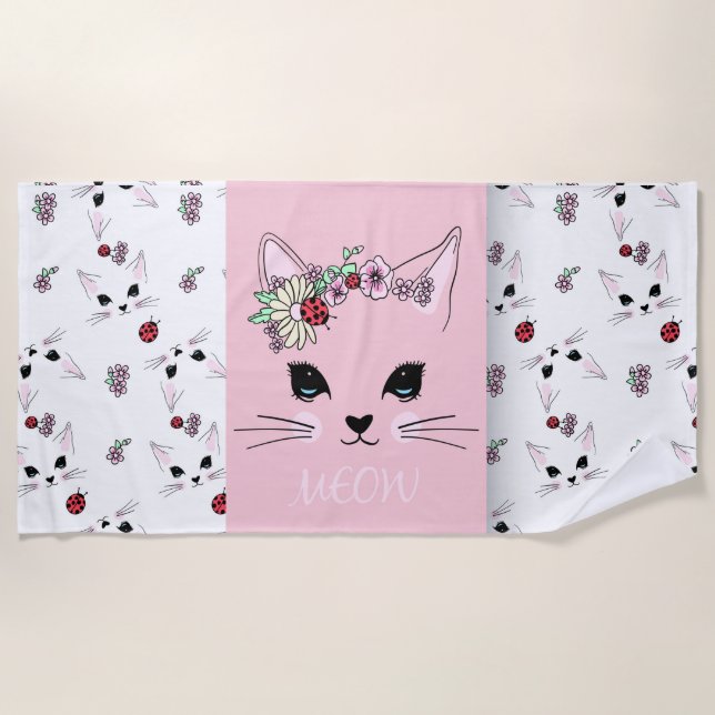 Artistic Cat Beach Towel (Front)