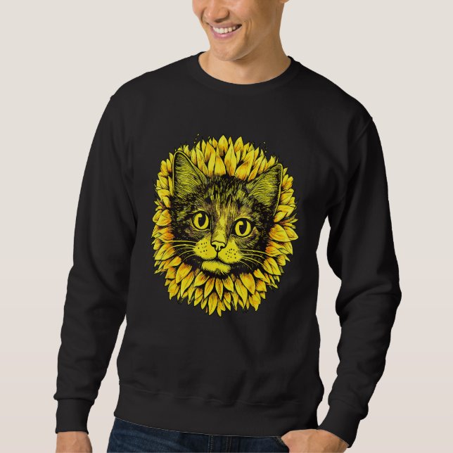 Artistic  Cat Face in the middle of Sunflower Stan Sweatshirt (Front)