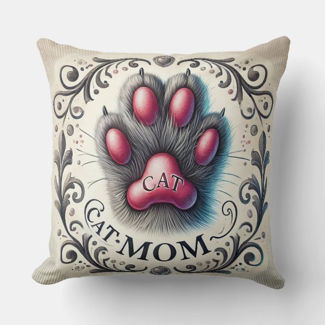Artistic Cat Paw Design Cushion (Front)