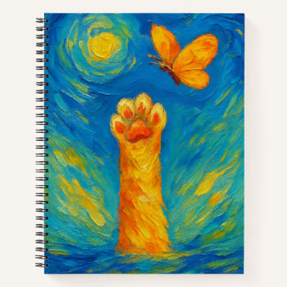 Artistic Cat Paw Notebook Whimsical Textured Cover