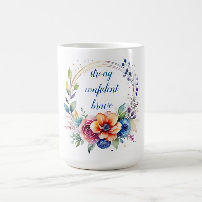 Artistic Ceramic Floral Inspirational Mug  (Center)