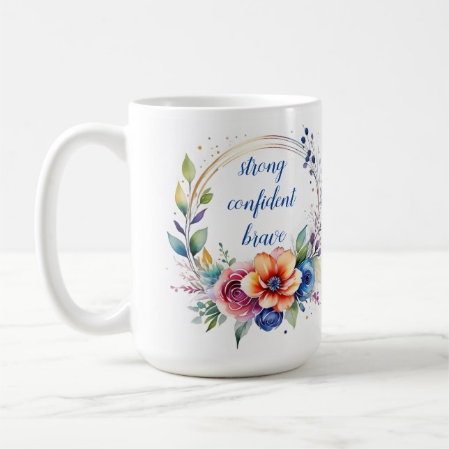 Artistic Ceramic Floral Inspirational Mug  (Left)