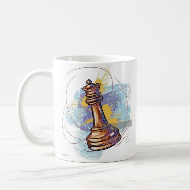 Artistic Chess King Coffee Mug – Abstract Colour (Left)