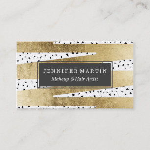 Artistic Chic Gold & Black Zigzag & Abstract Business Card