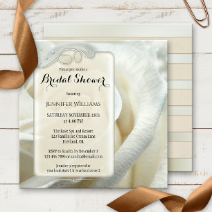 Artistic Chic Silver Rose Floral Bridal Shower Invitation